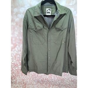 Mountain Khakis Button Down Shirt Olive Green Nylon Blend Outdoor Medium